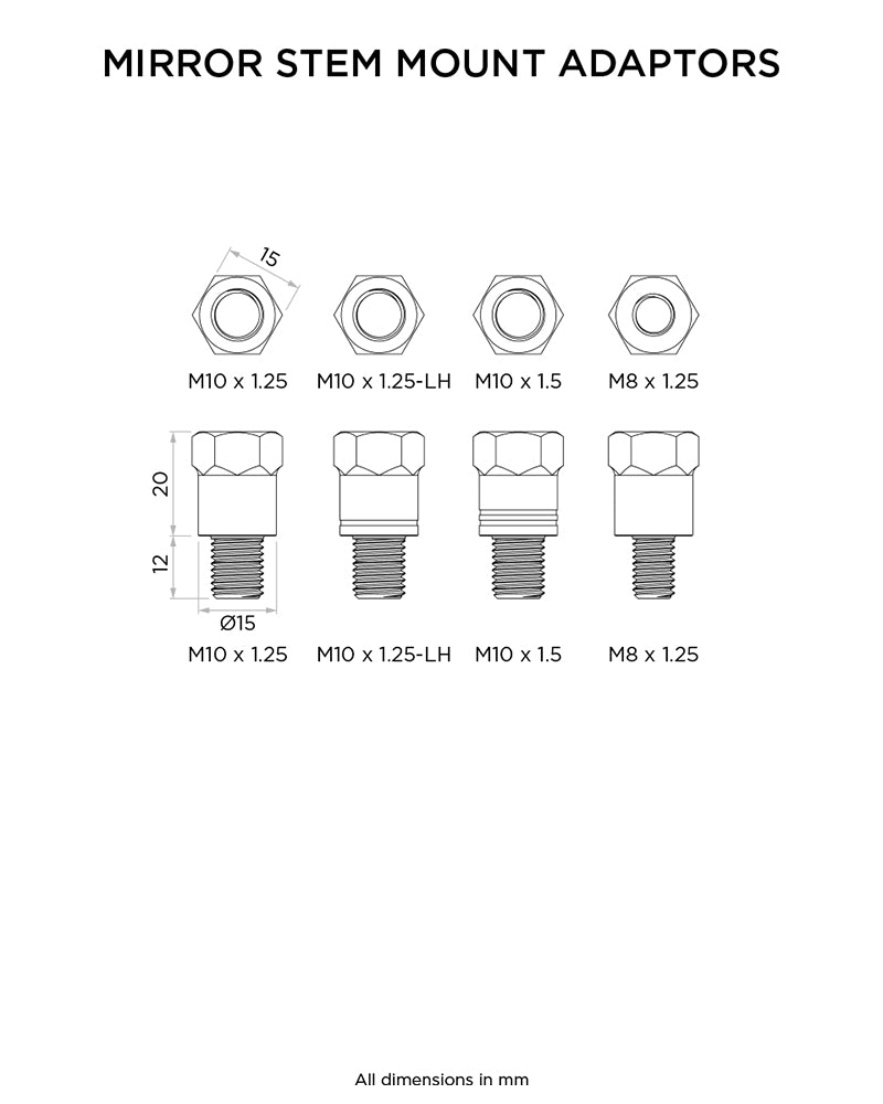 Quad Lock Motorcycle / Scooter Mirror Stem Mount Adaptor Kit