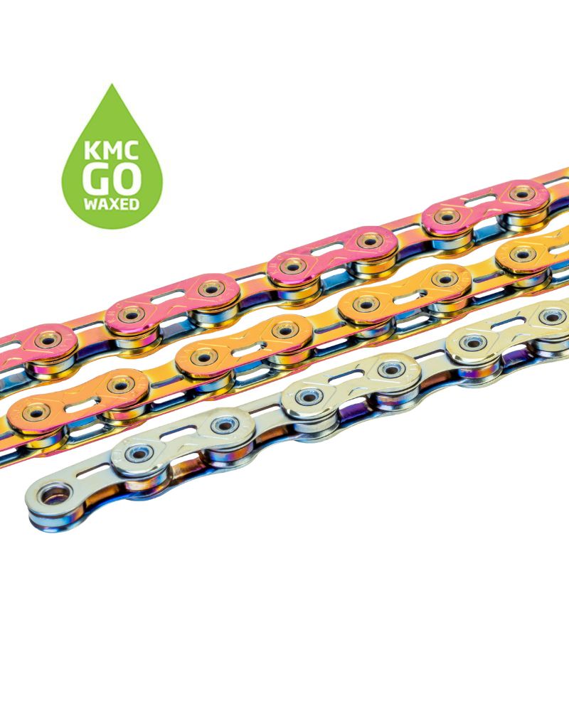 KMC XSL Flat Go Waxed 12/13 Speed Flattop Chain - Crimson Blaze