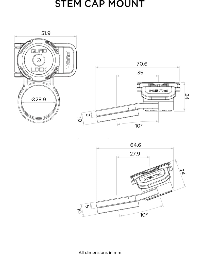 Quad Lock Cycling Stem Cap Mount
