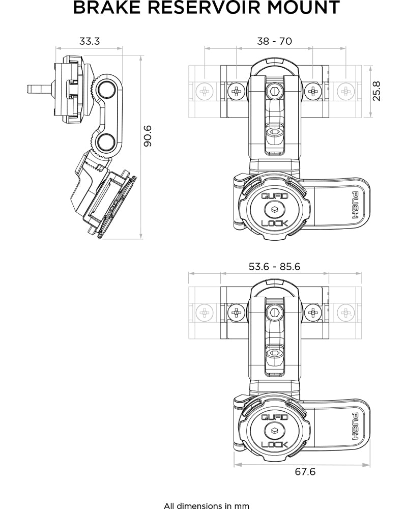 Quad Lock Motorcycle / Scooter Brake Reservoir Mount