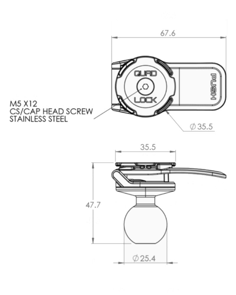 Quad Lock Motorcycle 1" Ball Adapter Mount